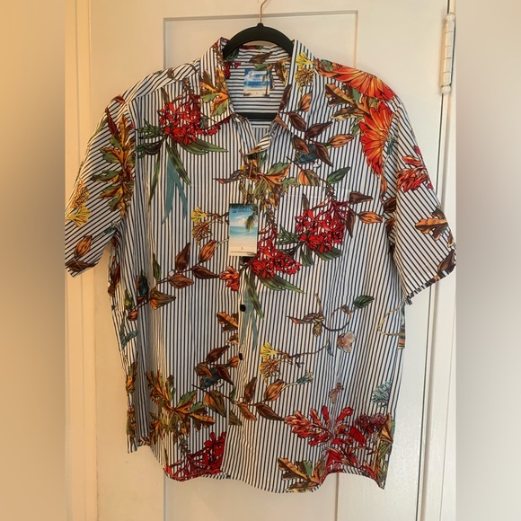 Georg Roth Men’s Multi Tropical Print SS Button Down SS Shirt Size Large NWT